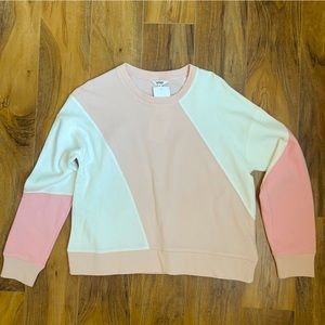 NWT SPLENDID Morning Star Pullover in Pink Peach and White Size XS Women